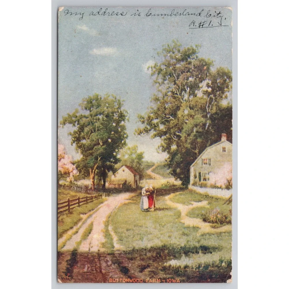 Buttonwood Farm Iowa Postcard Vintage 1910 Postmarked‎ Landscape